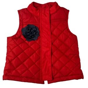 OshKosh B'gosh Toddler Girls Red Quilted Vest Size 3T‎